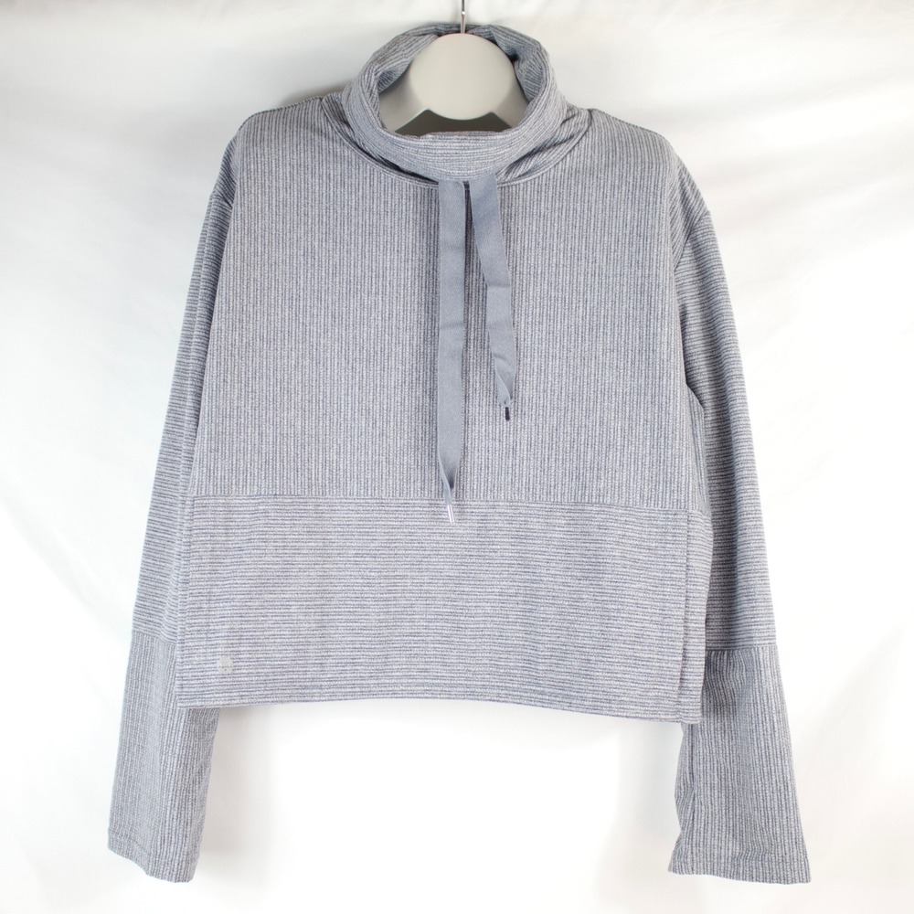 Senita Athletics Gray Funnel Neck Pullover Crop Sweatshirt Women's Size L